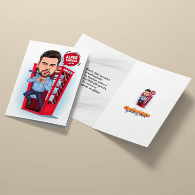 Kahramana Dönüşen Adam Karikatürlü Tebrik Kartı - 3