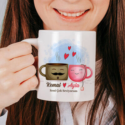 Kahve Aşkı Romantik Kupa Bardak - 3