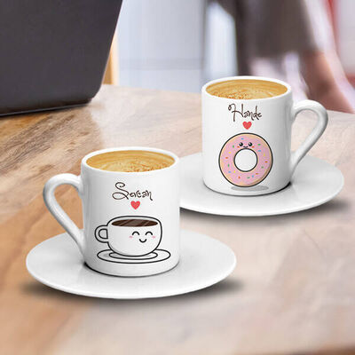 Kahve ve Donut İkili Kahve Fincanı - 1