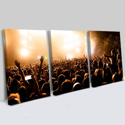 Kalabalık Konser 3 Parçalı Kanvas Tablo - 1