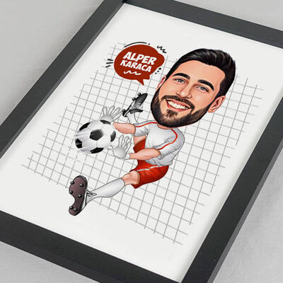 Kaleci Erkek Karikatürlü Resim Çerçevesi - 1
