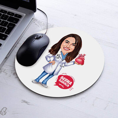 Kalp Doktoru Kadın Karikatürlü Mousepad - 1