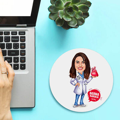 Kalp Doktoru Kadın Karikatürlü Mousepad - 2