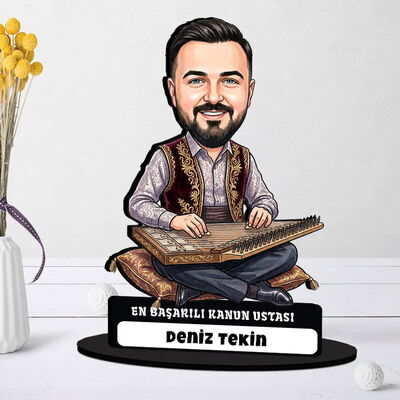 Kanun Ustası Müzisyen Erkek Karikatürlü Biblo - 1