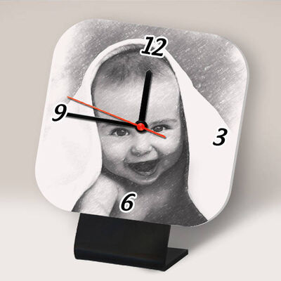 Karakalem Efektli Kişiye Özel Masa Saati - 1