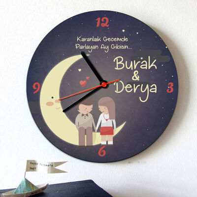 Karanlık Geceme Parlayan Ay Gibisin Duvar Saati - 1