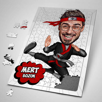 Karateci Adam Karikatürlü Puzzle - 1