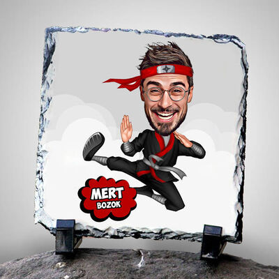 Karateci Karikatürlü Dekoratif Taş - 1