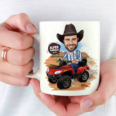 Karikatürlü ATV Binen Erkek Kupa Bardak - 1