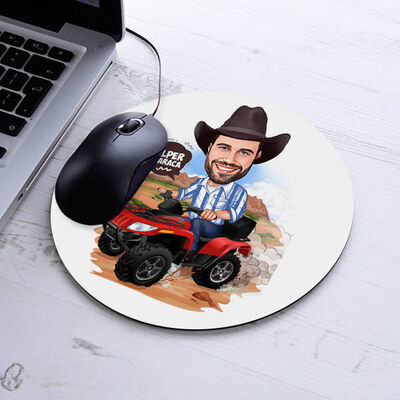 Karikatürlü ATV Binen Erkek Mousepad - 1