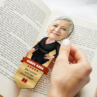 Karikatürlü Bakımlı Kadın Kitap Okuma Ayracı - 3