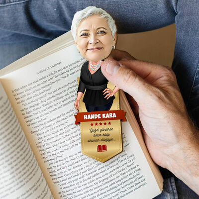 Karikatürlü Bakımlı Kadın Kitap Okuma Ayracı - 1