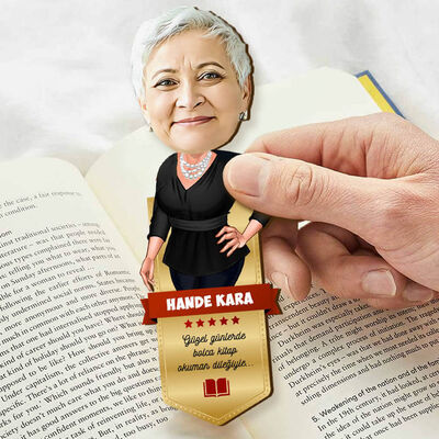 Karikatürlü Bakımlı Kadın Kitap Okuma Ayracı - 4