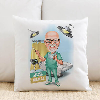 Karikatürlü Beyin Cerrahı Doktor Yastık - 1