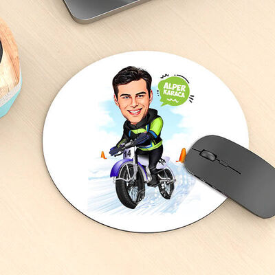 Karikatürlü Bisiklet Süren Erkek Mousepad - 1