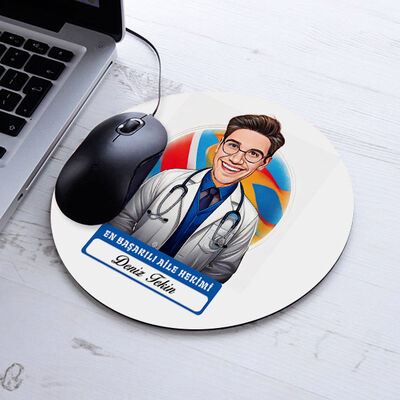 Karikatürlü En Başarılı Erkek Aile Hekimi Mousepad - 1