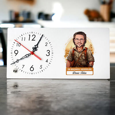 Karikatürlü En Başarılı Erkek Arkeolog Masa Saati - 1