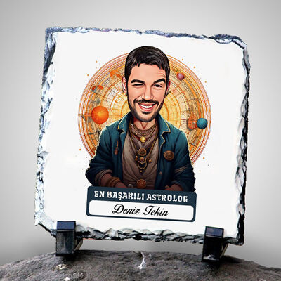 Karikatürlü En Başarılı Erkek Astrolog Dekoratif Taş - 1