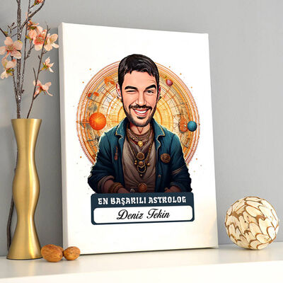 Karikatürlü En Başarılı Erkek Astrolog Kanvas Tablo - 2