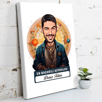 Karikatürlü En Başarılı Erkek Astrolog Kanvas Tablo - 1