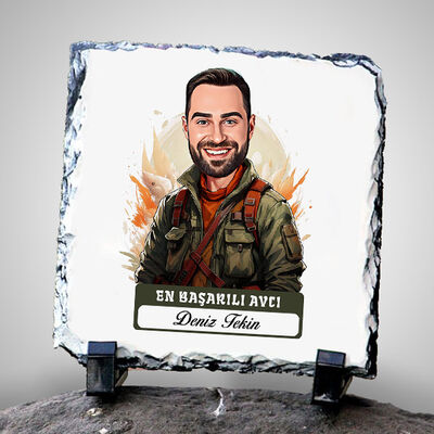 Karikatürlü En Başarılı Erkek Avcı Dekoratif Taş - 1