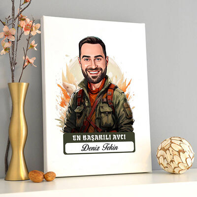 Karikatürlü En Başarılı Erkek Avcı Kanvas Tablo - 2