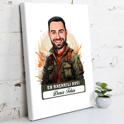 Karikatürlü En Başarılı Erkek Avcı Kanvas Tablo - 1