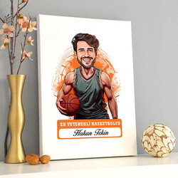Karikatürlü En Başarılı Erkek Basketbolcu Kanvas Tablo - 2