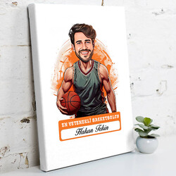 Karikatürlü En Başarılı Erkek Basketbolcu Kanvas Tablo - 1