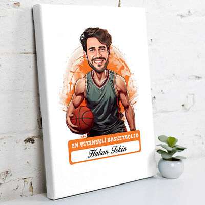 Karikatürlü En Başarılı Erkek Basketbolcu Kanvas Tablo - 1