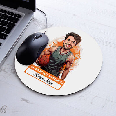 Karikatürlü En Başarılı Erkek Basketbolcu Mousepad - 1