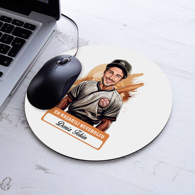 Karikatürlü En Başarılı Erkek Beyzbolcu Mousepad - 1