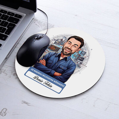 Karikatürlü En Başarılı Erkek Bilgisayar Mühendisi Mousepad - 1