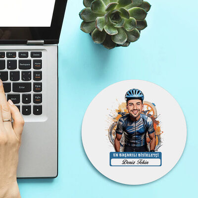 Karikatürlü En Başarılı Erkek Bisikletçi Mousepad - 2