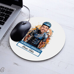 Karikatürlü En Başarılı Erkek Bisikletçi Mousepad - 1