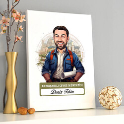 Karikatürlü En Başarılı Erkek Çevre Mühendisi Kanvas Tablo - 2