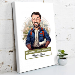 Karikatürlü En Başarılı Erkek Çevre Mühendisi Kanvas Tablo - 1