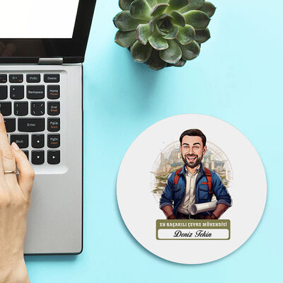 Karikatürlü En Başarılı Erkek Çevre Mühendisi Mousepad - 2