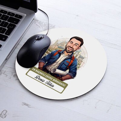 Karikatürlü En Başarılı Erkek Çevre Mühendisi Mousepad - 1