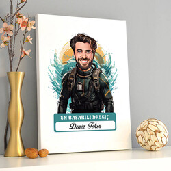 Karikatürlü En Başarılı Erkek Dalgıç Kanvas Tablo - 2