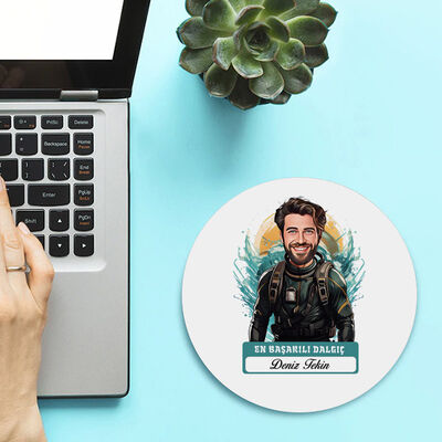 Karikatürlü En Başarılı Erkek Dalgıç Mousepad - 2