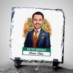 Karikatürlü En Başarılı Erkek Dövizci Dekoratif Taş