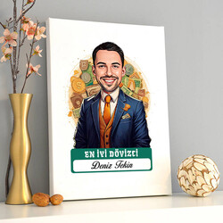 Karikatürlü En Başarılı Erkek Dövizci Kanvas Tablo - 2