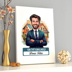 Karikatürlü En Başarılı Erkek Emlakçı Kanvas Tablo - 2