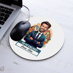 Karikatürlü En Başarılı Erkek Emlakçı Mousepad - 1