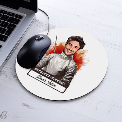 Karikatürlü En Başarılı Erkek Eskrimci Mousepad - 1