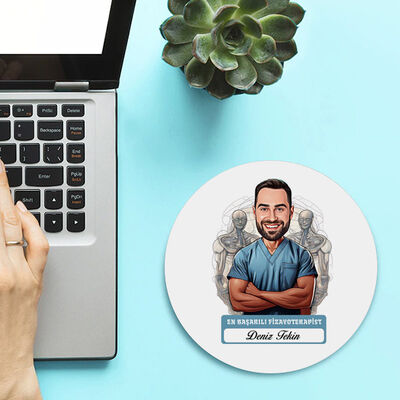 Karikatürlü En Başarılı Erkek Fizyoterapist Mousepad - 2