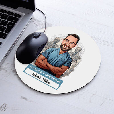 Karikatürlü En Başarılı Erkek Fizyoterapist Mousepad - 1