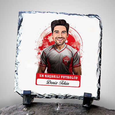 Karikatürlü En Başarılı Erkek Futbolcu Dekoratif Taş - 1