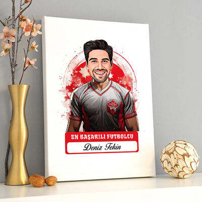 Karikatürlü En Başarılı Erkek Futbolcu Kanvas Tablo - 2